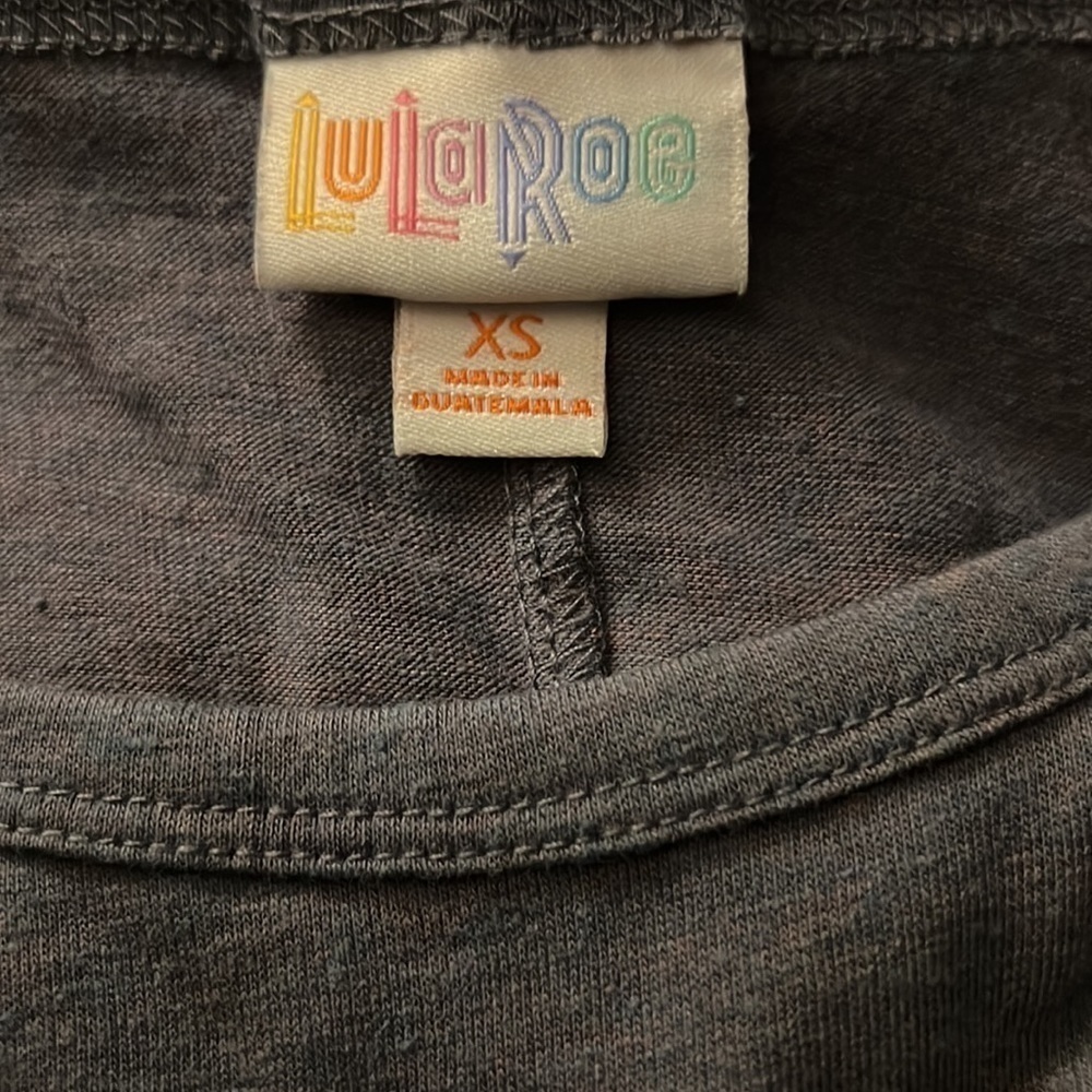 LuLaRoe Dress Womens Extra Small Tee Shirt Dress XS Short Sleeve Pocket Grey - Picture 4 of 4